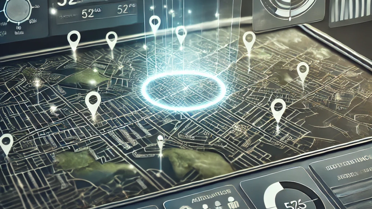 DALL·E 2025-01-21 08.52.19 - A digital illustration showcasing a user interface for sending SMS messages from a map. The image features a clean, modern design with a large interac