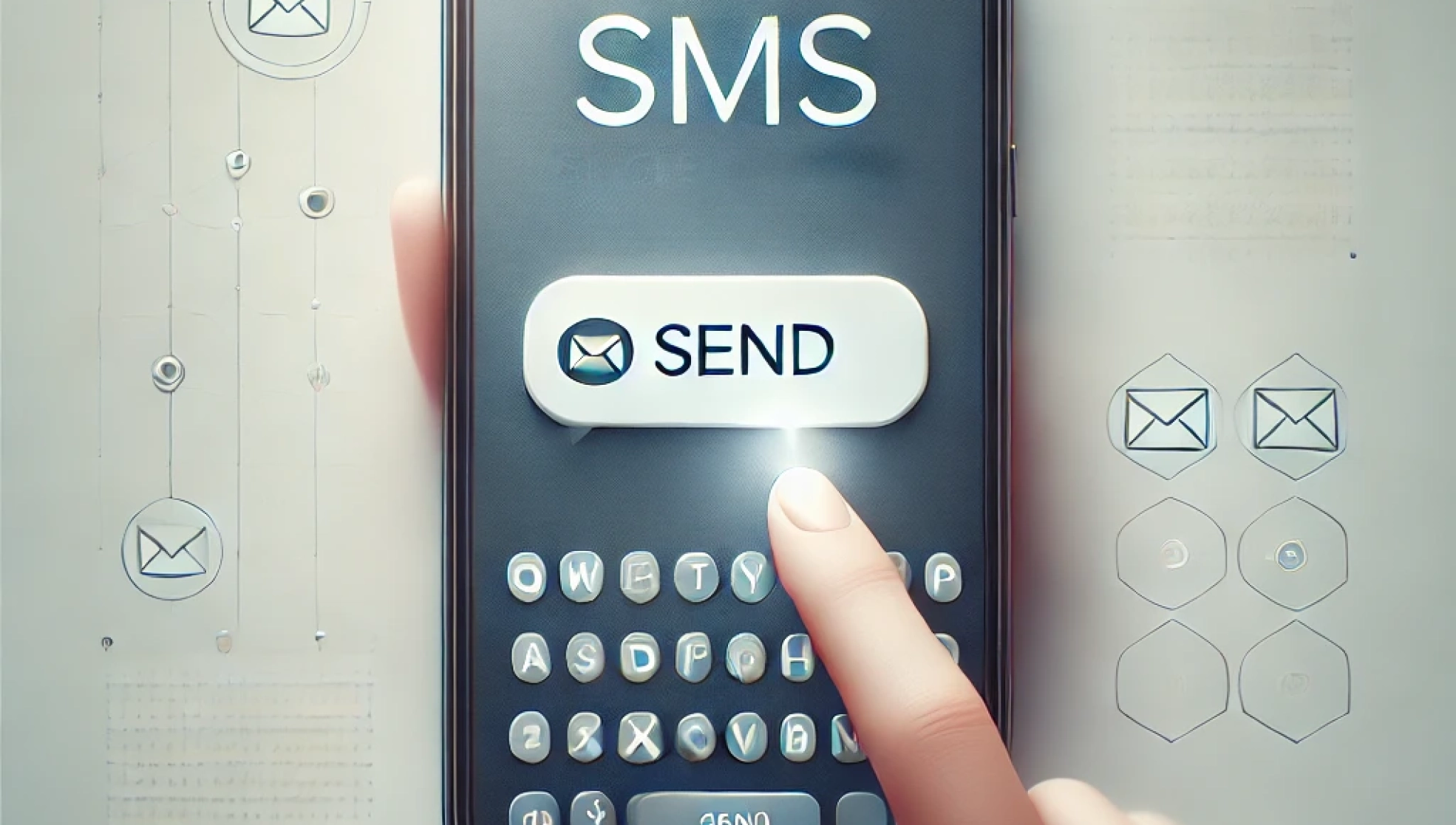 DALL·E 2025-01-21 09.06.17 - A clean and modern digital illustration representing single SMS sending. The image features a smartphone screen with a message input field, showing a