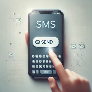 DALL·E 2025-01-21 09.06.17 - A clean and modern digital illustration representing single SMS sending. The image features a smartphone screen with a message input field, showing a