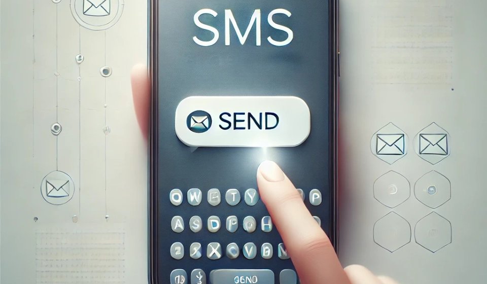 DALL·E 2025-01-21 09.06.17 - A clean and modern digital illustration representing single SMS sending. The image features a smartphone screen with a message input field, showing a